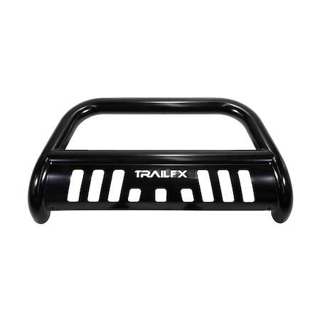 Trailfx BULL BAR Powder Coated Black Steel 3 Inch Diameter With Skid Plate With Holes For Optional Ligh B0040B